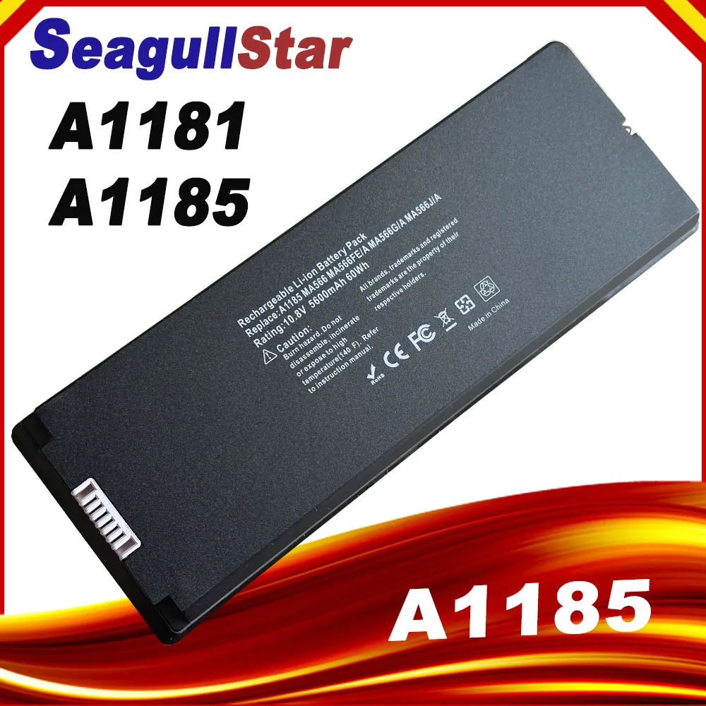 Black A1185 Laptop Battery for Apple MacBook 13