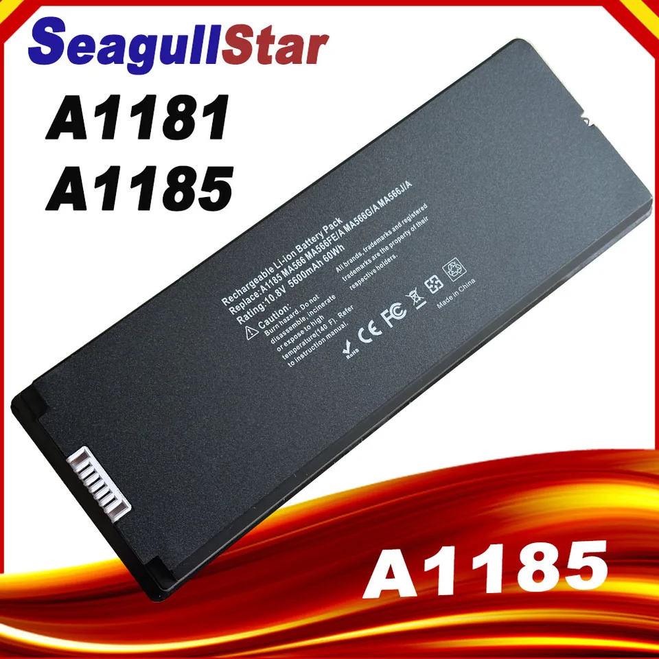 Black A1185 Laptop Battery for Apple MacBook 13