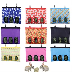 Hanging Feeding Bag Pet Hay Bag for Guinea Pigs Small Animal Feeder Rabbit 3 Holes Food Dispensers Bag Rack Cage Accessories