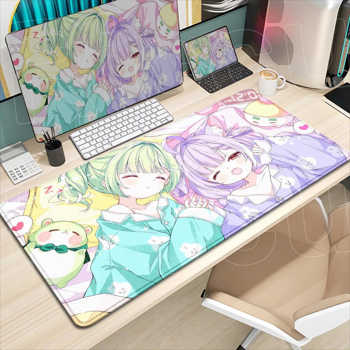StelLive Vtuber Niedliches Mädchen Yuzuha Riko Anime-Mauspad, großes Notizbuch-Tastaturpad, HD-Druck, Büro-Tischdekoration, Teppiche – Detail 1