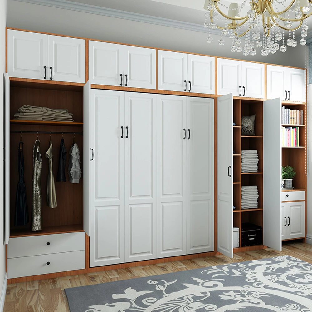 Modern Multifunction Vertical Folding Hidden Wall Bed Murphy Bed with wardrobe cabinet Closet Computer Desk Corner Table