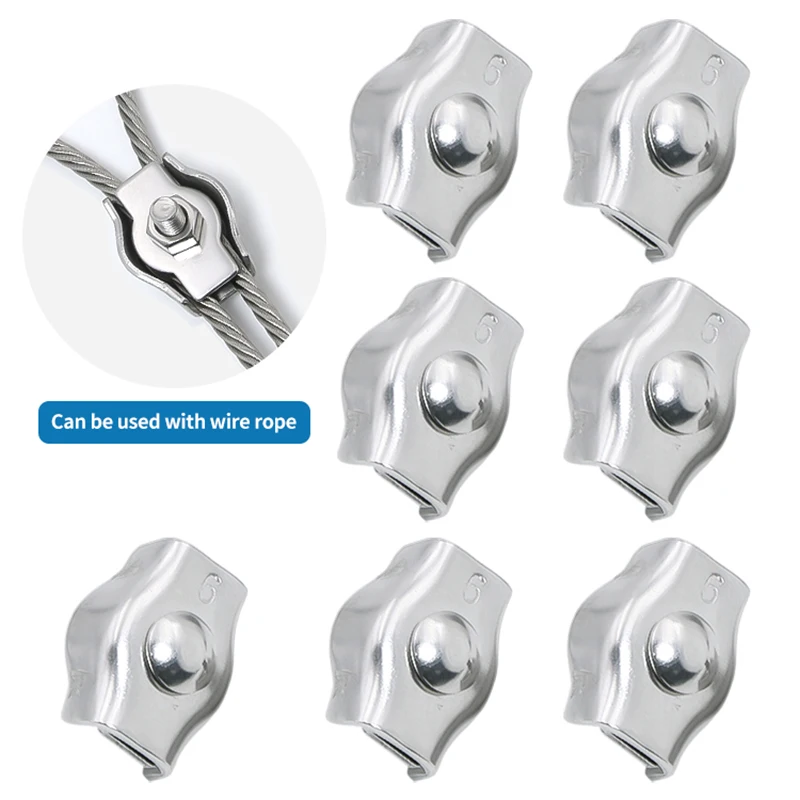 5-10 Pieces of Adjustable Metal Clips, M2-M8 Stainless Steel Wire Rope Clamps, Can Hang Pictures/Potted Plants, Fix Ropes