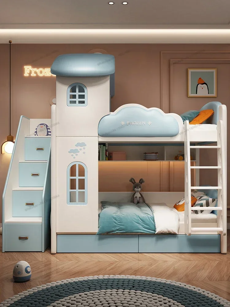 down same width Bunk sister brother bed child bed multi Function tree hole  high and low bed up and down shop moth