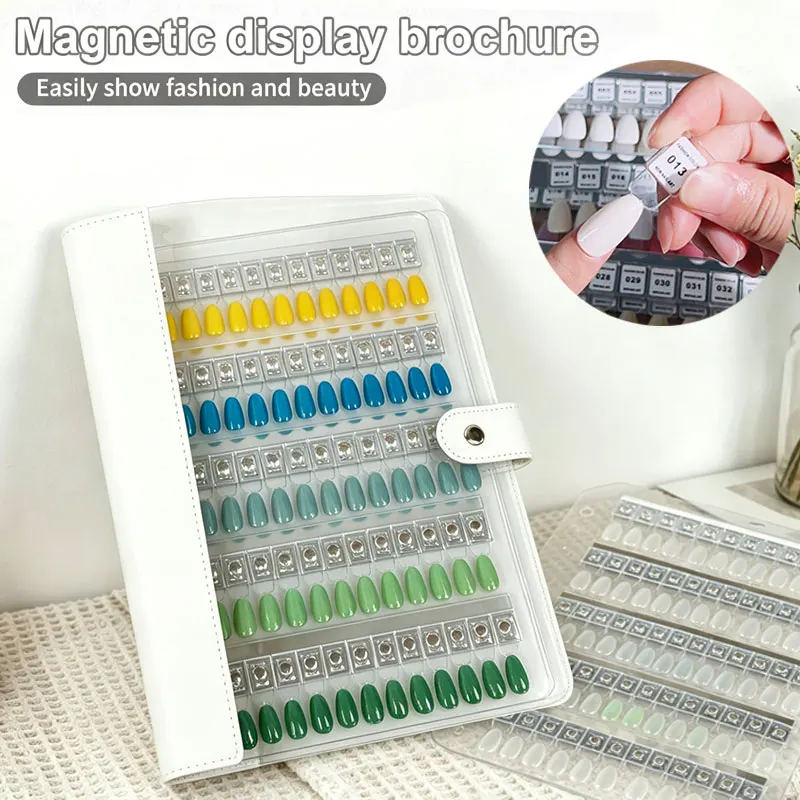 120 PCS Colors Magnetic Tip Nail Art Swatch Book for Manicure Color Storage Reusable Large Acrylic Work Display Color Card