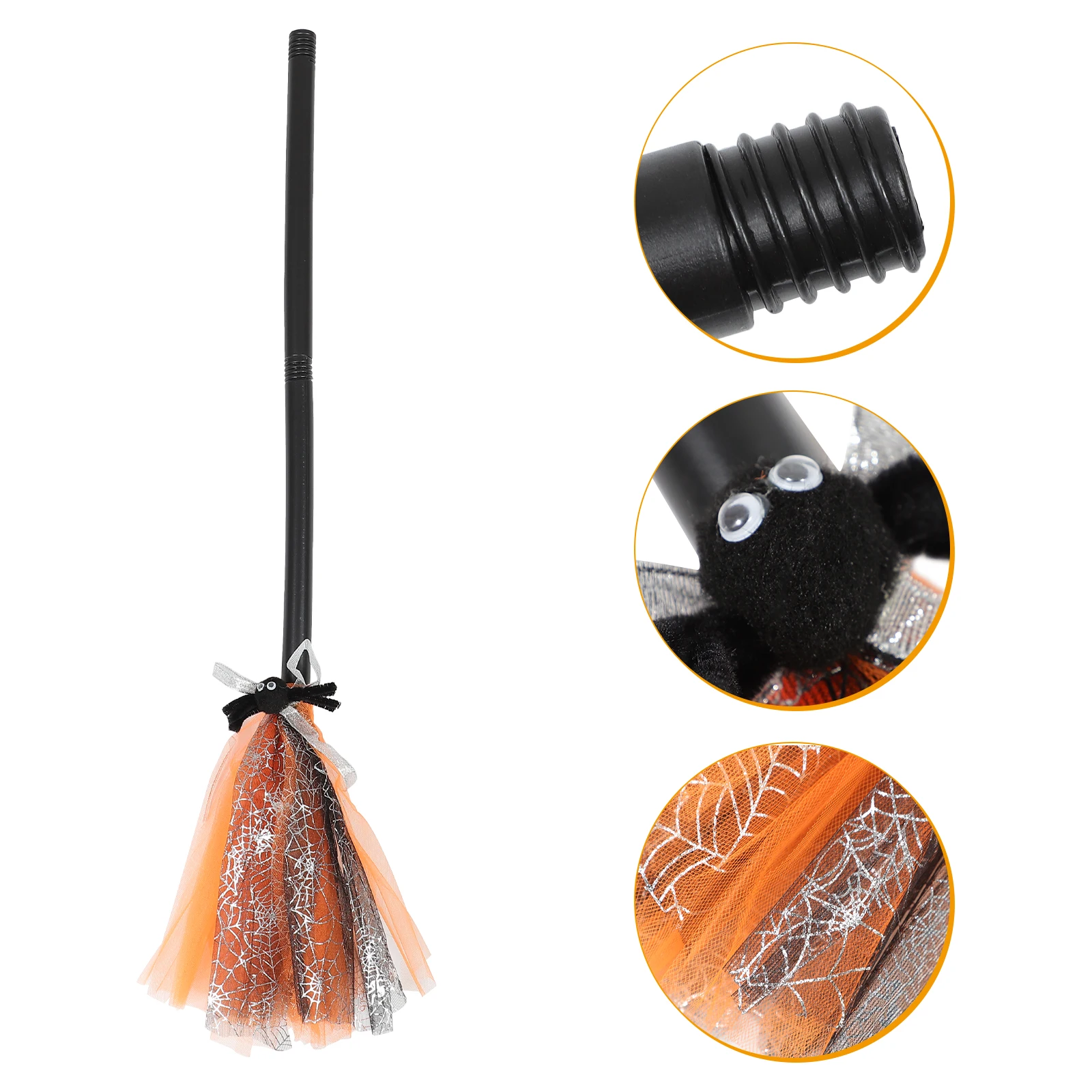 

Broom Witch Broomstick for Halloween Costumes Party Decoration Plastic Cloth Wizard Accessory cosplay witch broom fancy