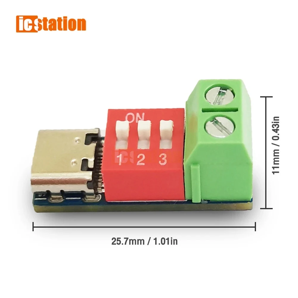 PDSink PD decoy QC PD Placa de prueba de carga rápida voltaje ajustable 5 ~ 20V ajuste de código de dial PD Placa de disparo tipo c