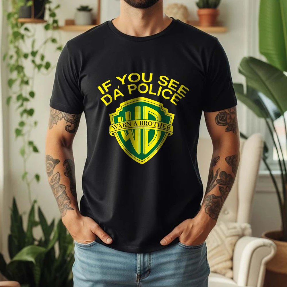 New Summer 100% Pure Cotton T-Shirt Warn A Brother Funny Slogan Graphic Street Cool Casual Tee Breathable Short Sleeve