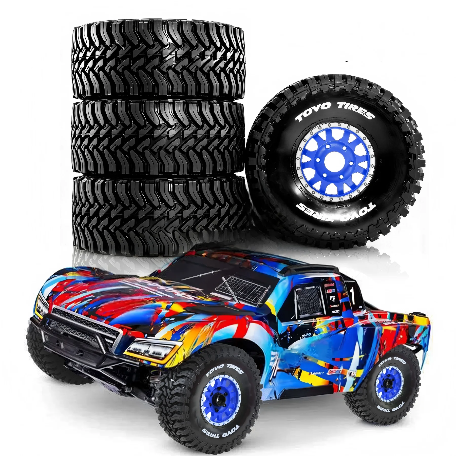 1/8 1/10 Short Turck Wheels Monster Off Road Tire 12 14 17mm Hex for RC Buggy Car Arrma Mojave Typhon 3S 6S Traxxas Slash Redcat