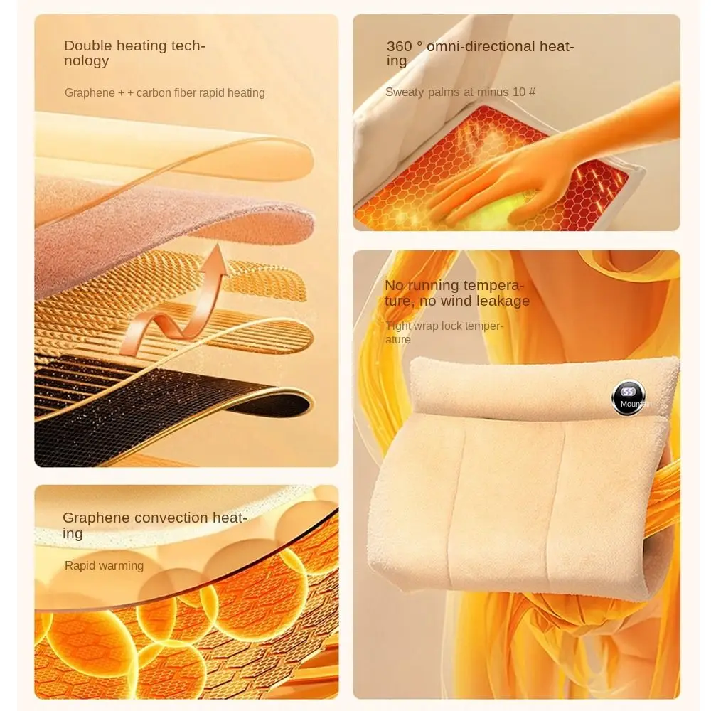 USB Heated Electric Hand Warmer Soft Flannel 3 Levels Heated Gloves Multi-function Auto Off Heating Pad for Hands for Women Men