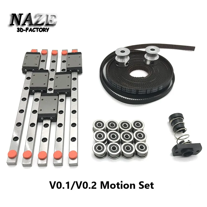 NAZE 3D V0.1/V0.2 Motion Set GT2 LL-2GT RF Open Belt 2GT 20 Teeth Pulley F623-RS Bearing T8 Flange Nut 8mm Lead for Voron0.1/0.2