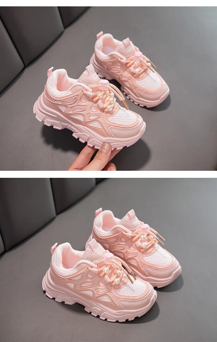 Kinder Mädchen Schule Weiße Freizeitschuhe Einfarbige Mesh-Sportschuhe für Kleinkinder Modische Leichte Kinder-Laufschuhe – Detail 9