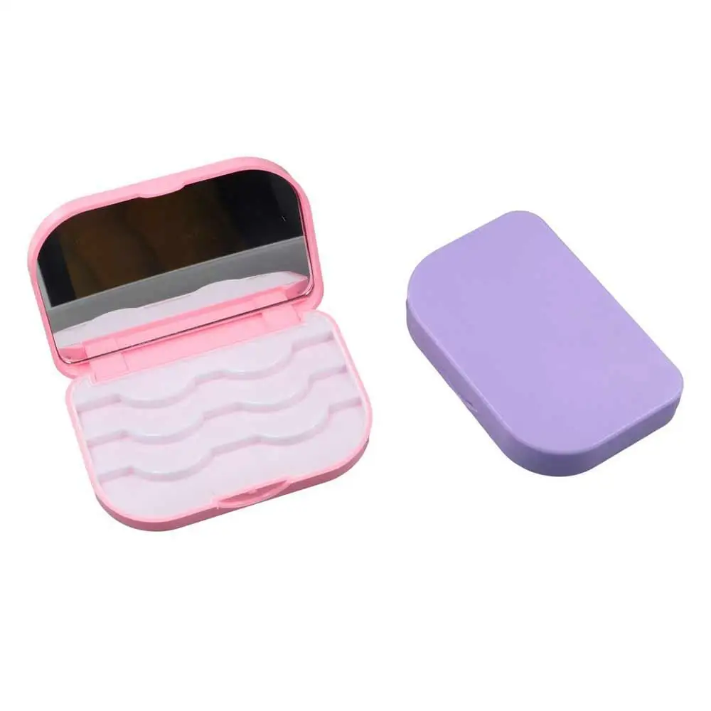 Empty False Eyelashes Storage Box With Makeup Mirror Plastic 3 Pairs False Eyelash Box Waterproof Lashes Container Box Travel