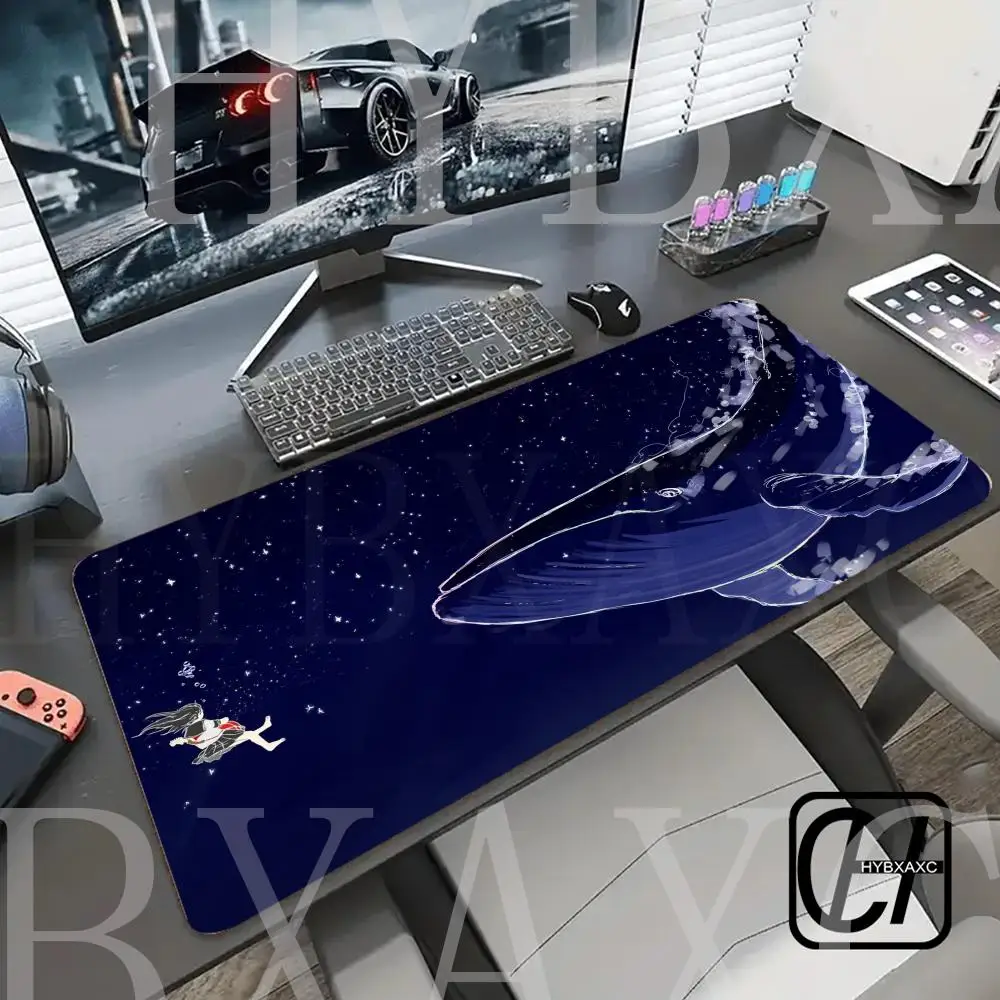 

HD HYBXAXC Laptop Mouse Mat Gamer 400x800mm Anime Whale Gaming Desk Mats Kawaii Mouse Pad Cute Large For Office Rubber mousepad