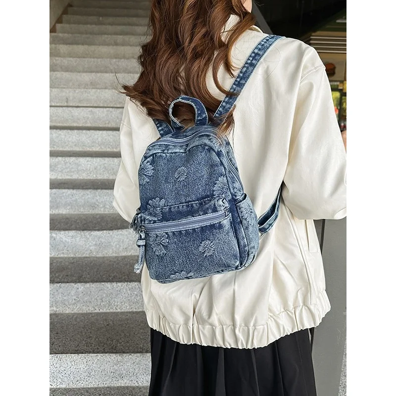 

Vintage Japanese-style denim small backpack, lightweight for shopping2026New stylish and versatile travel backpack