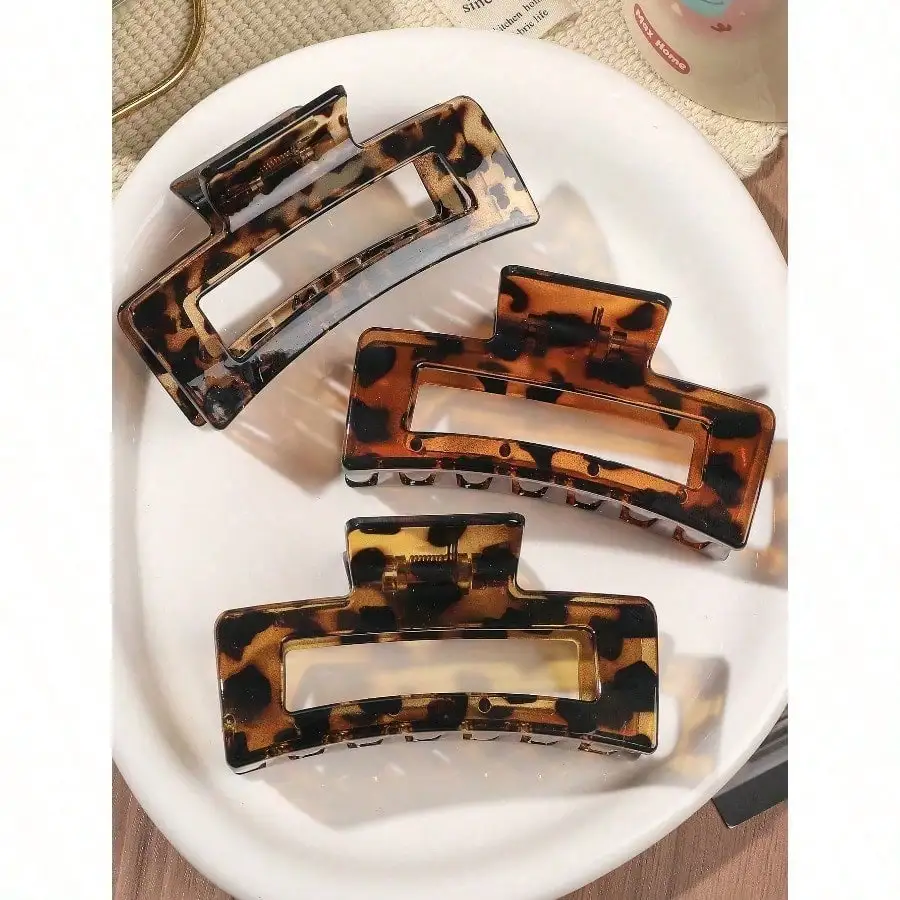 

3pcs Leopard Print Hair Claw For Daily Casual Outing Wear Boho Summer Claw Clips Hair Clips Hair Jaw Clip Hair Clamps Hair Clutch Hair Catcher Clip, School Stuff, College Fall Winter Hair Accessories For Women For Vacation Outfits Woman