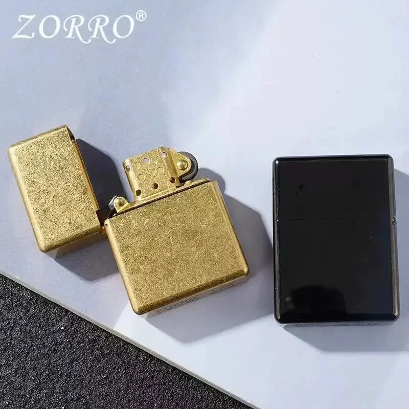 ZORRO 912  Heavy Duty Armor Brass/Titanium Windproof Kerosene Lighter; 3/5 Hinged Metal Gasoline Lighter Men's Gift 150G - Image 2