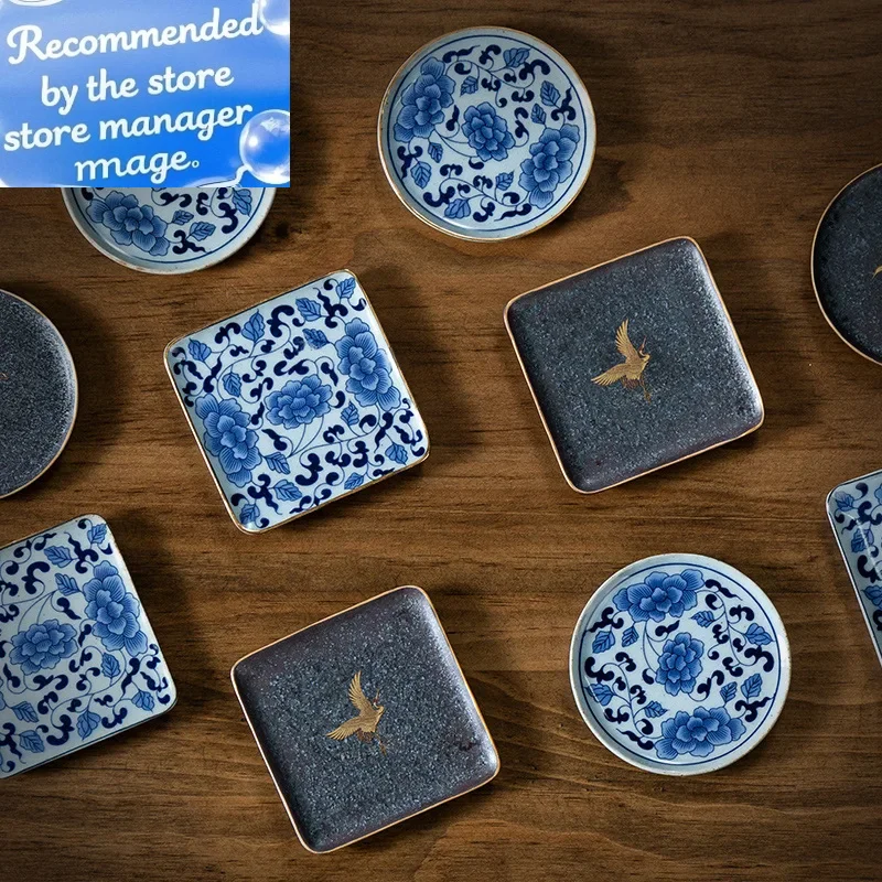 

Керамическая подставка в японском стиле, грубая керамика, золотая картина, подставка, термостойкий коврик, коврик для чашки, кунг-фу, посуда для чайной церемонии