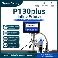 Phezer P130plus Online TIJ Inkjet Printer 12.7/25.4mm for HP Industrial Coder for QR Code Batch Number Logo Expiry Date Labels