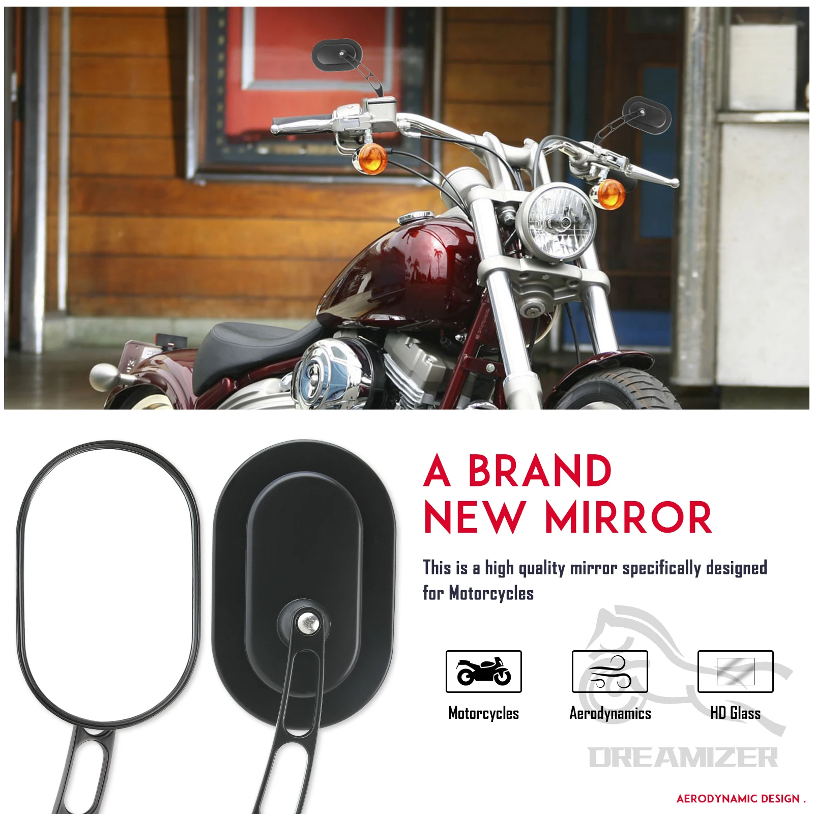 Universal 8mm Black Motorcycle Rearview Mirror Side Mirrors For Harley Touring Road King 883 1200 48 Motorcycle