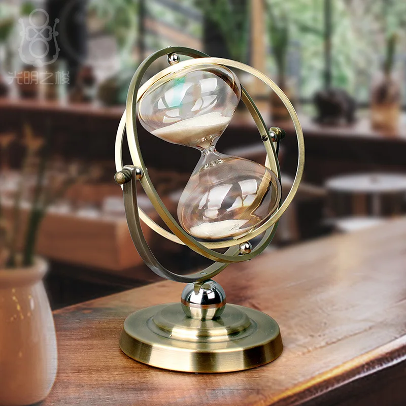 Globe Hourglass Timer Home European Decoration Office Desk Living Room Bedroom Rotating Quicksand Ornaments Gift Hourglass