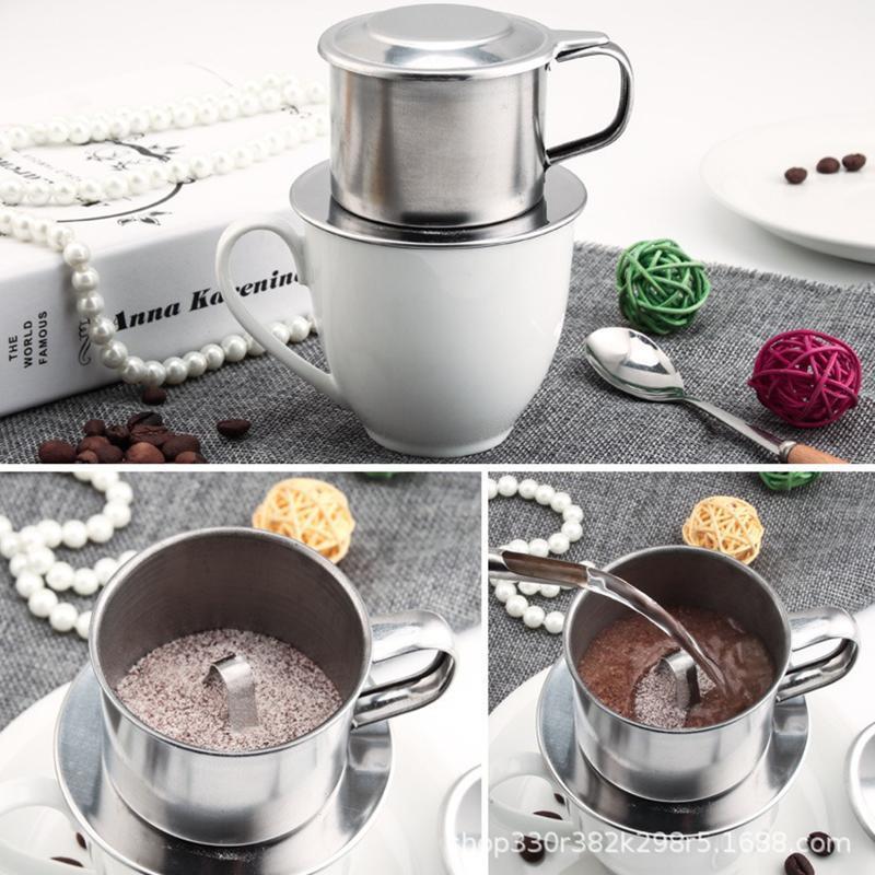  Portable Coffee Drip Strainer Kitchen Tools 1PC Stainless Steel Coffee Filter Infuse Cup Vietnamese Coffee Dripper Maker Pot 