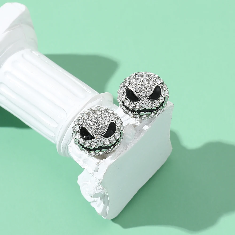 The Nightmare Before Christmas Earring Disnes Luxury Full Rhinestone Earring Jack Skellington Crystal Piercing Jewelry for Women - Image 3
