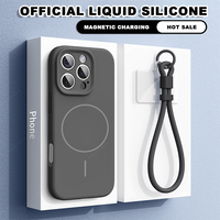 Liquid Silicone Wrist Strap Magnetic Phone Case For iPhone 16E 15 14 16 Plus 11 12 13 16 Pro Max Magsafe Lanyard Protector Cover