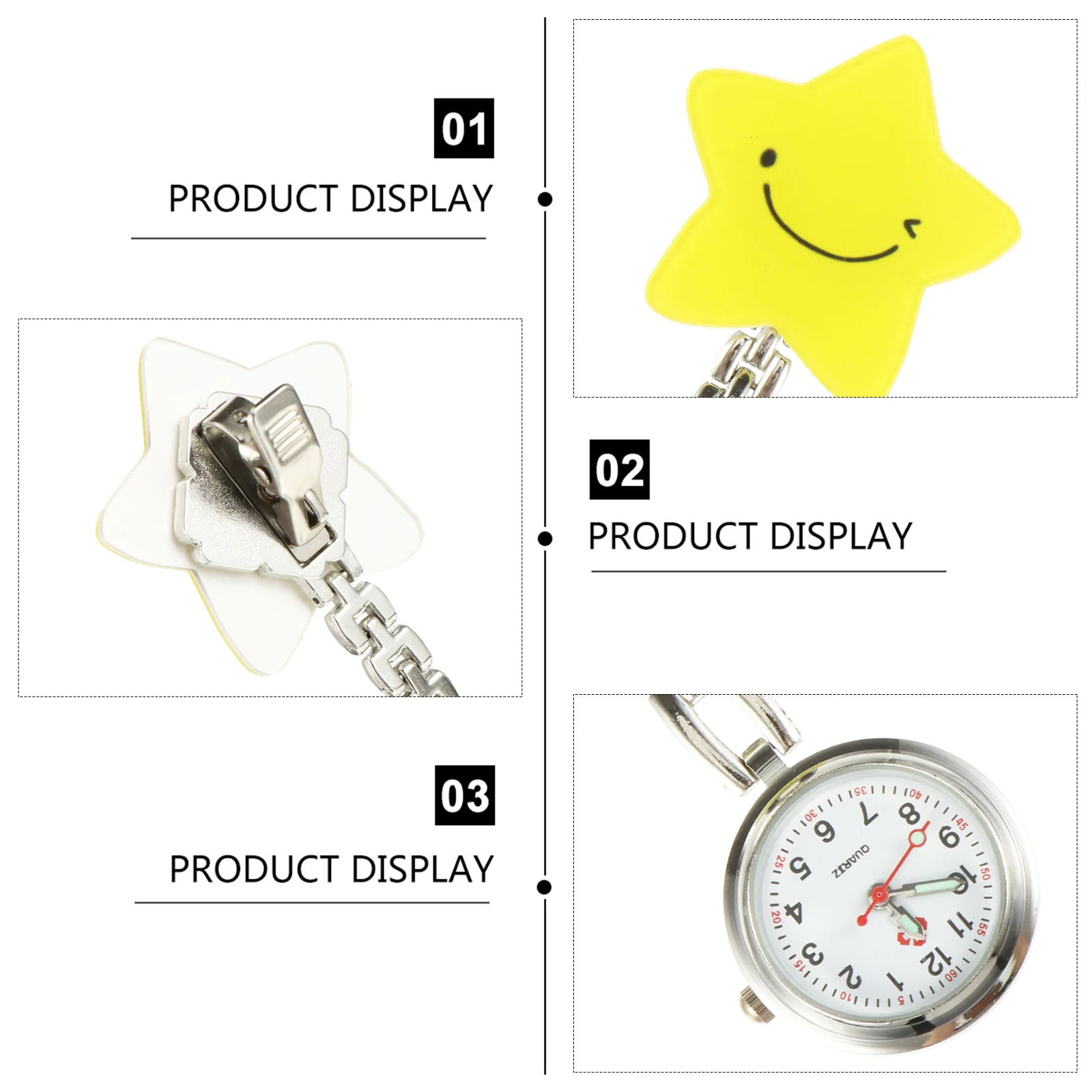 Orologio da infermiera Orologi da tasca Orologi al quarzo con clip luminosi per infermieri, lavoratori, studenti, cassa in lega portatile