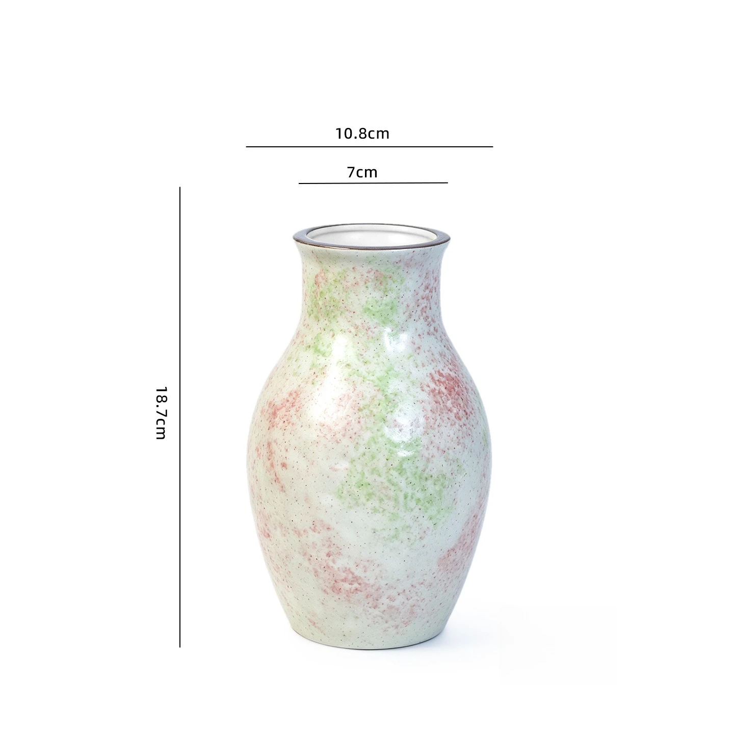 Pink‑White Oil‑Painting Ceramic Vase Hydroponic Flower Container Tabletop Ornament for Living Room Home Floral Display Decor