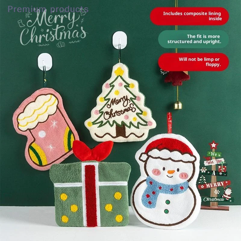 1 قطعة شجرة عيد الميلاد هدية صندوق المرجان الصوف منشفة تنظيف الملابس خرقة عيد الميلاد منشفة اليد الكرتون الزنجبيل رجل ثلج الجوارب #3