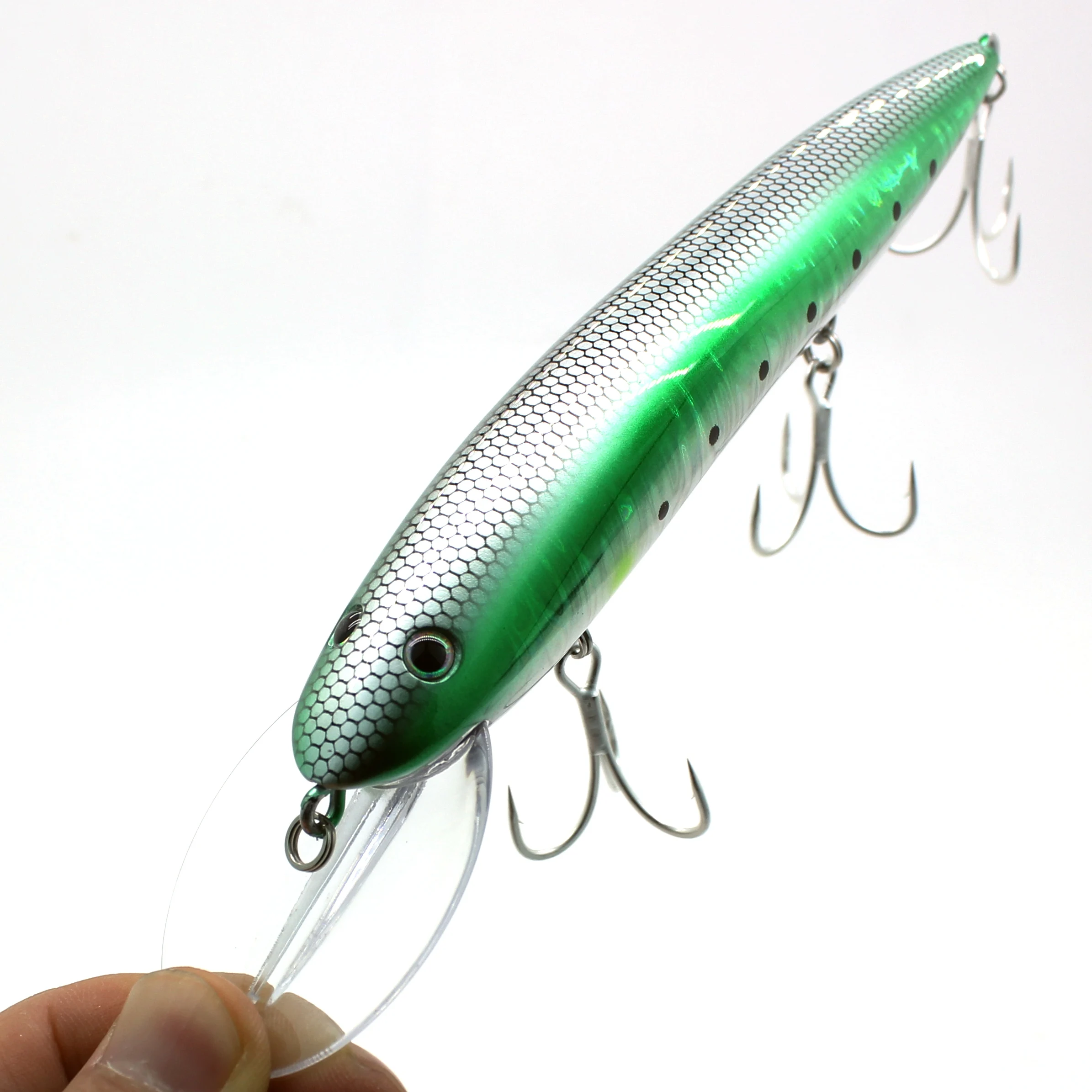 AOCLU-Hartköder für Tiefseeboot, schwimmende Minnow, Jerkbait-Rassel, Felsköder, 4 x Drillinge, japanische Qualität, 150 mm, 33 g, 1 Stück
