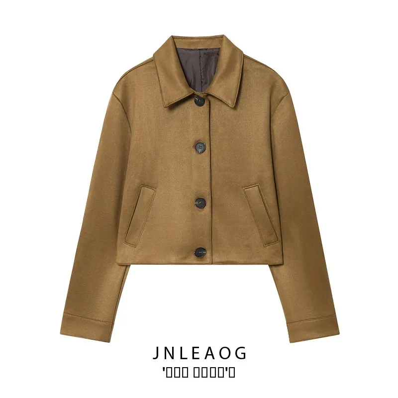 

Faionable Velvet Texture Jaet Coat JNLEAOG Women's Autumn New Sle ort Outerwear Warm Polyester Long Sve Button Clo...