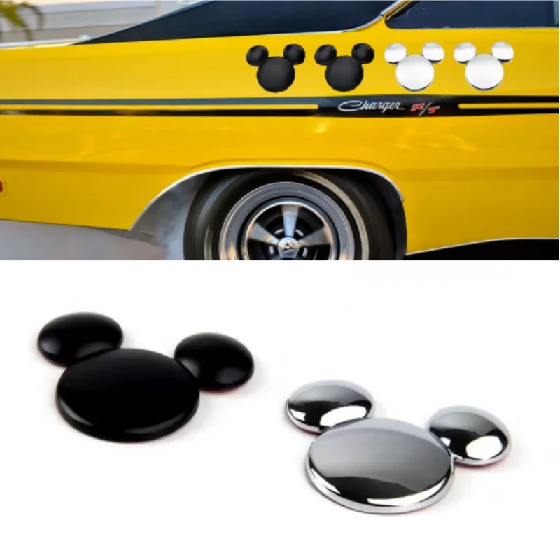 6x5cm 1Pcs/Lot Ear Metal Car Personality Car Stickers 3D Stereo Creative Car Logo Mickey Minnie Decorative Decal Accessories