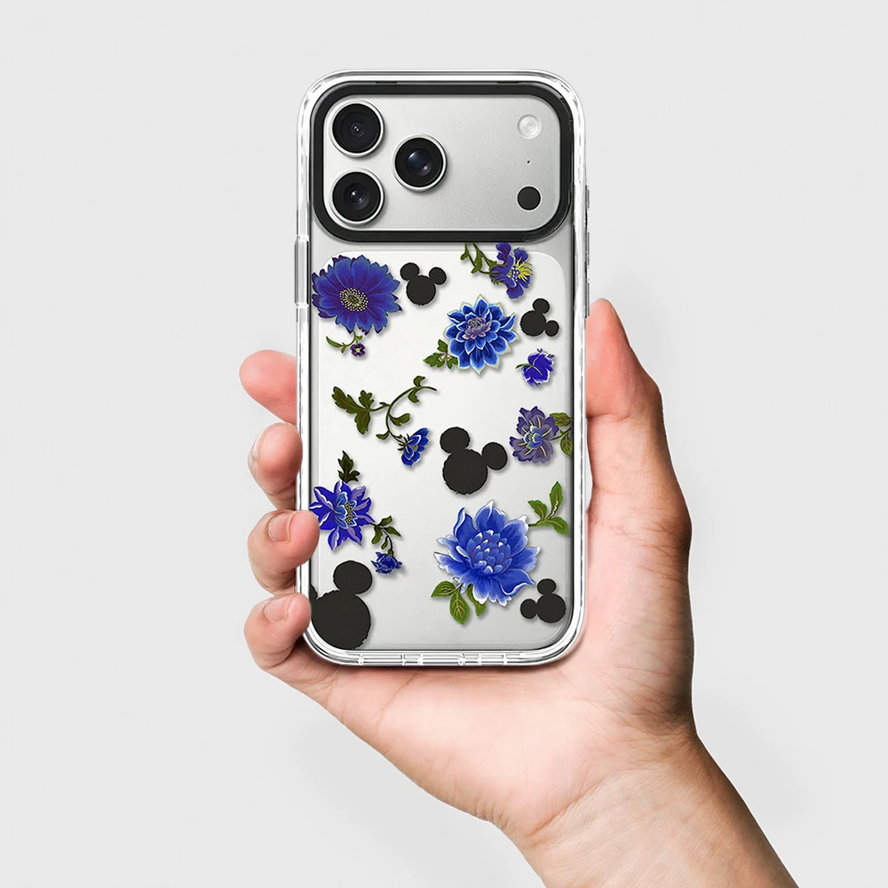 

Retro Blue Flowers Acrylic White Border Magnetic Cover for IPhone 12 13 14 15 16 17 Pro Max Case for IPhone 17 Air