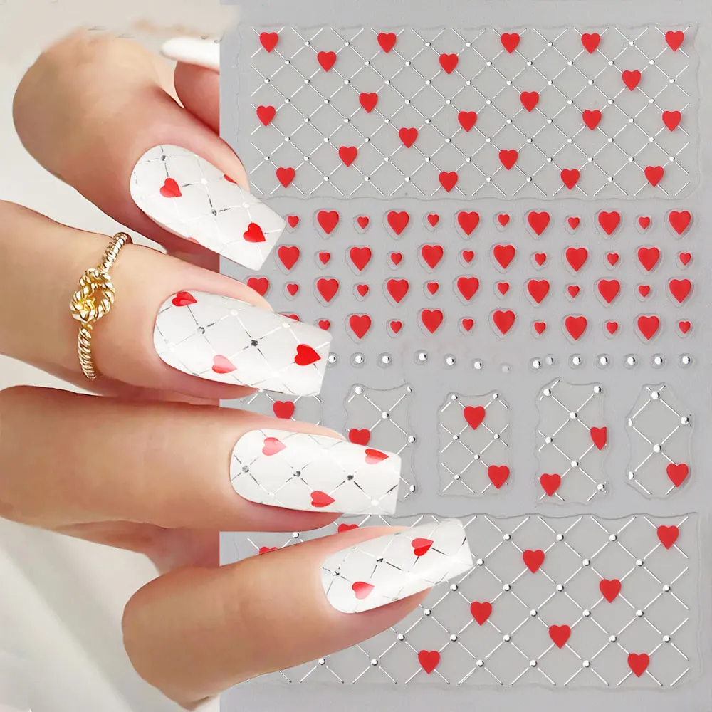 2pcs Valentine's Red Lips Nail Art Stickers Black White Lips Love Gift Nail Gel UV Stickers Cartoon 3D DIY Nail Art Decorations