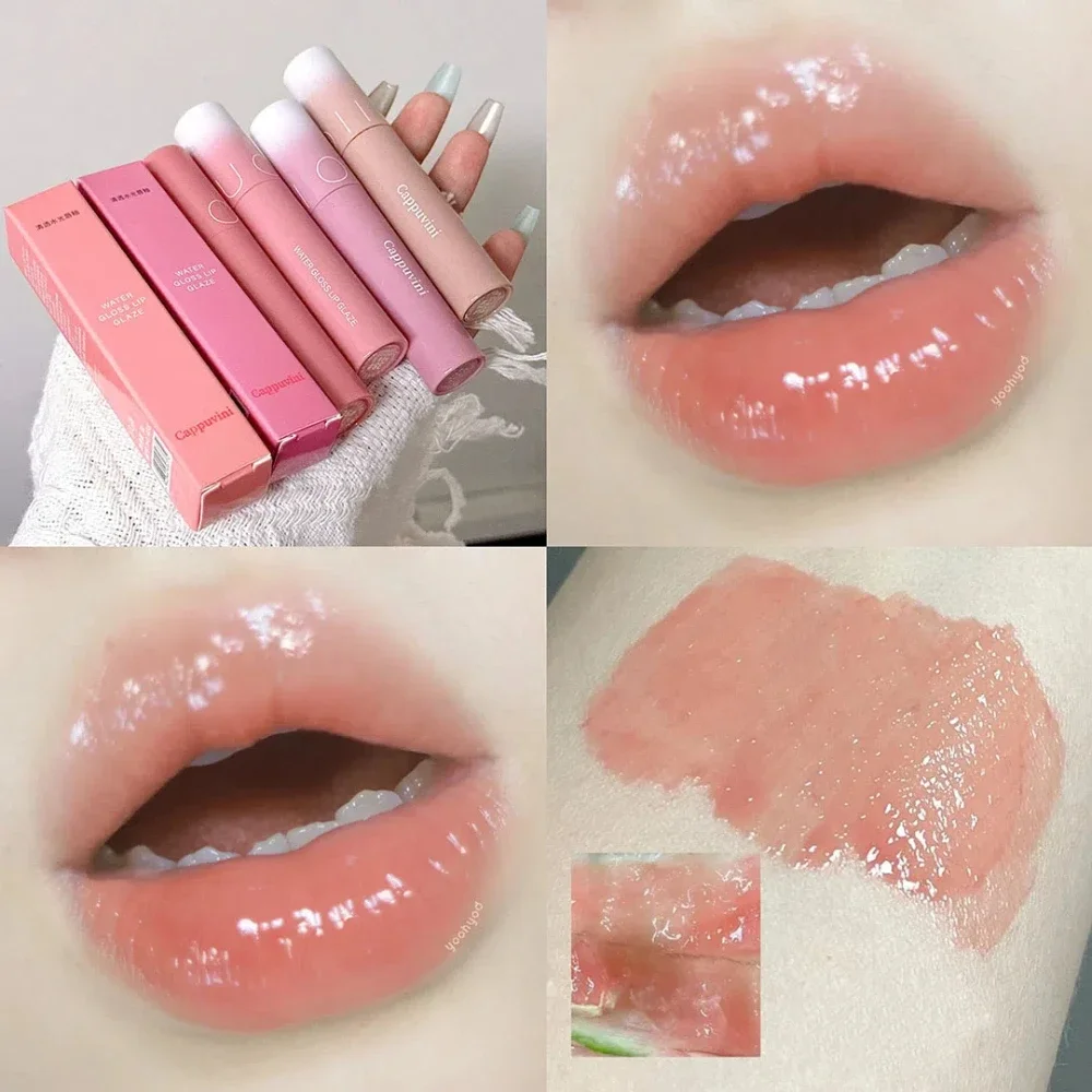 4 Farben Lip gloss Kristall gelee feuchtigkeit spendende Lippen plump ing wasserdicht lang anhaltende flüssige Lippenstift Make-up sexy Lippen tönung Kosmetik