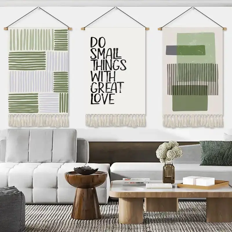 VIKAMA Boho Abstract Text Tapestry Minimalist Inspirational Quote Geometric Art Wall Hanging Bedroom Dorm Home Decor