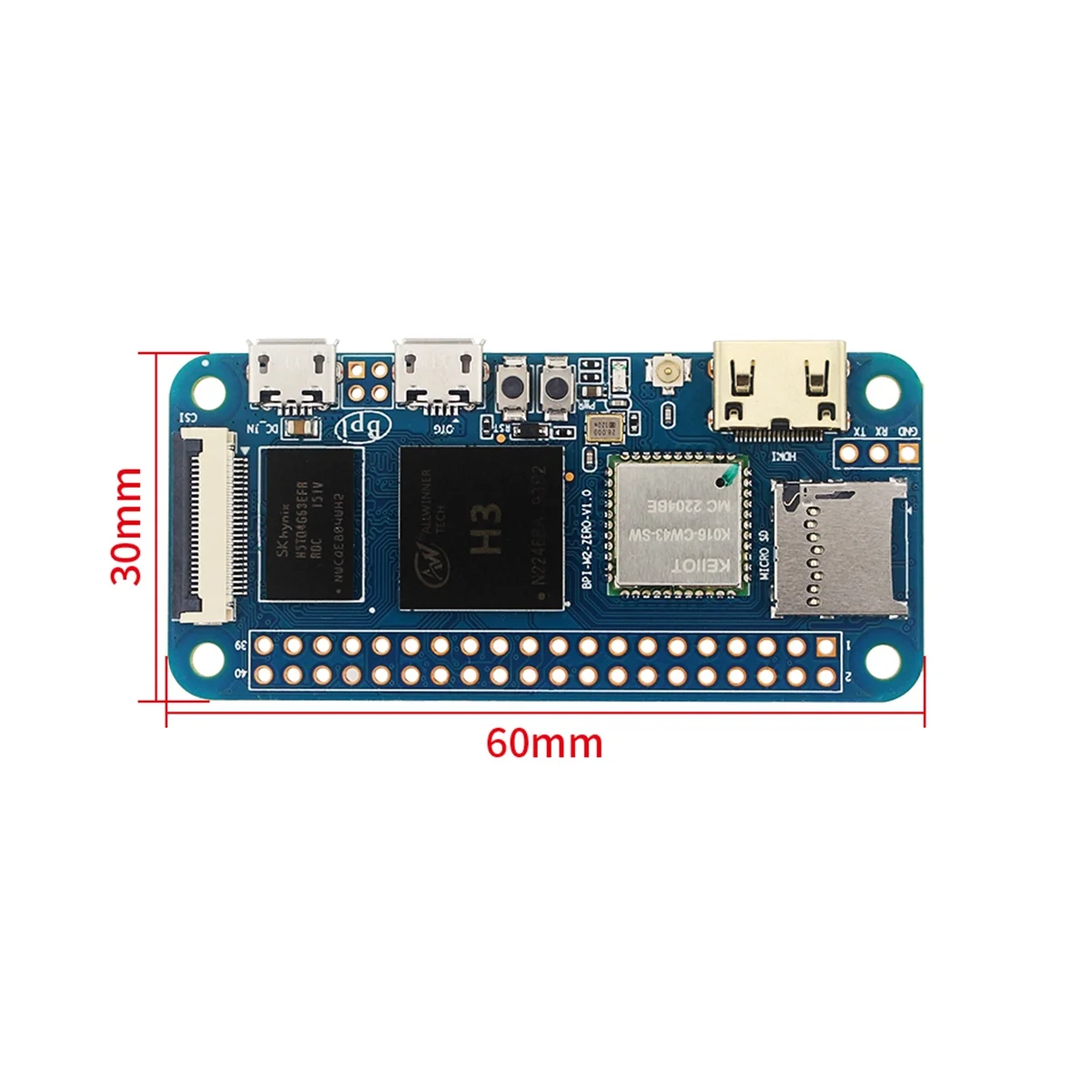 Banana Pi M2 Zero Allwinner, H2 + H3 -Core -A7, 512MB DDR, 3 SDRA, WiFi, BT, UART, mesmo tamanho que Zero 2 W