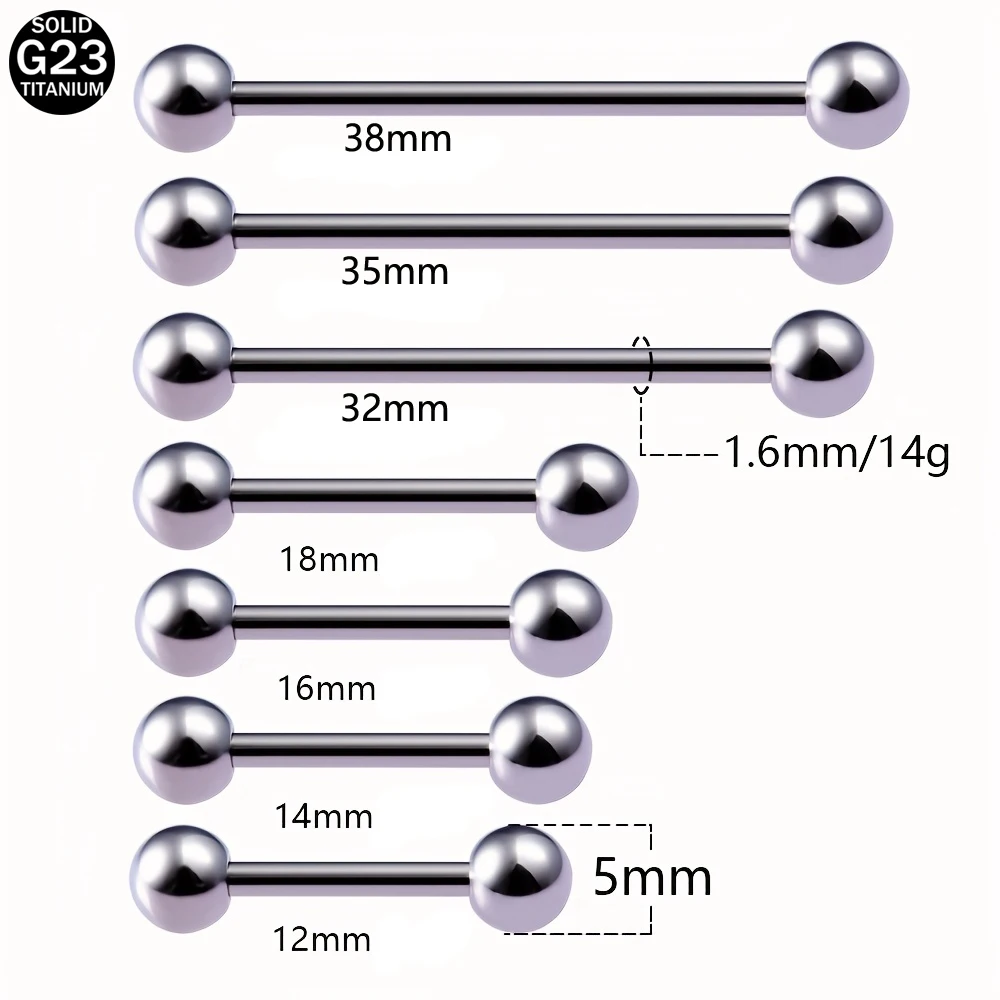 1pc Industrial Barbell Cartilage Earring Tongue Helix Titanium Body Piercing Jewelry Retainer for Women Men Bar Length 12-38mm