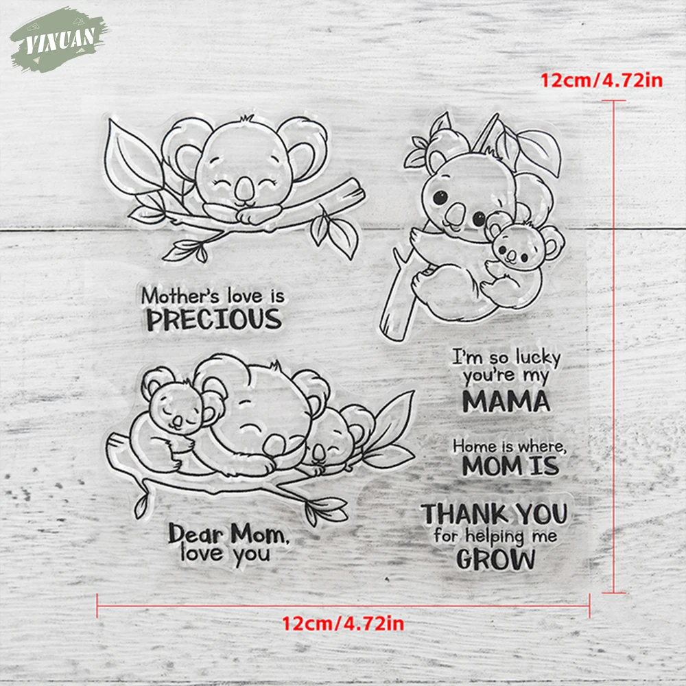Cute Koala Family Cutting Dies Clear Stamp Set DIY Scrapbooking Metal Dies Silicone Stamp For Card Making Albums Decor