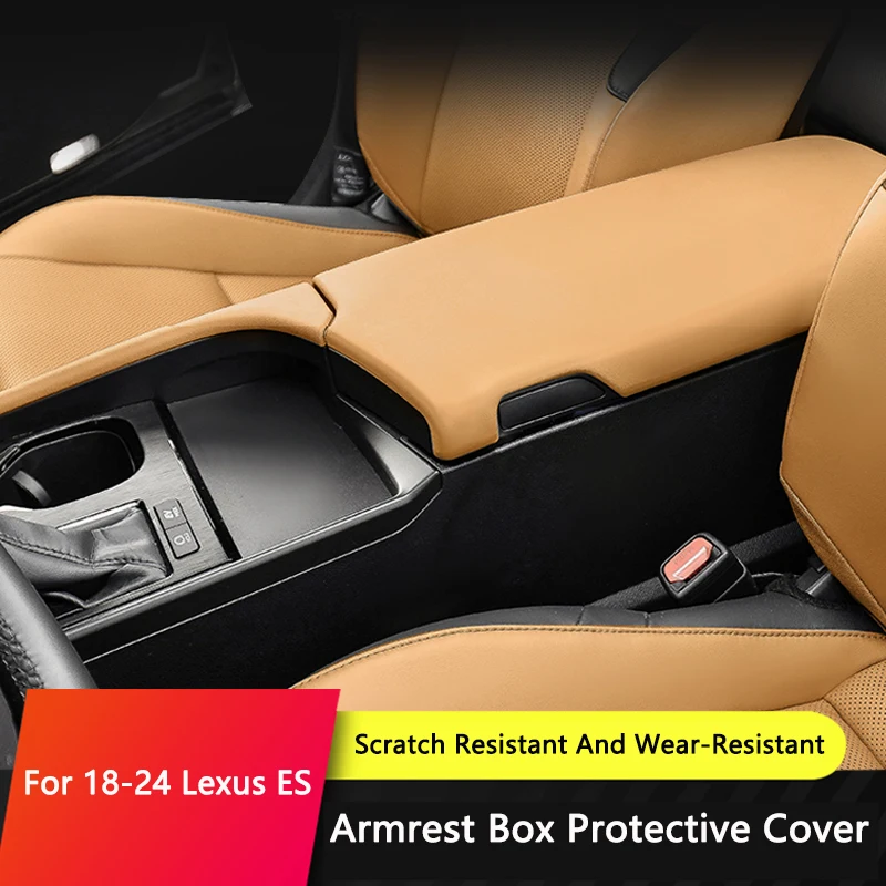 QHCP Car Armrest Box Cover Panel NAPPA Leather Central Console Small Armrest Cover Lid Fit For Lexus ES 18-25 Interior Accessory