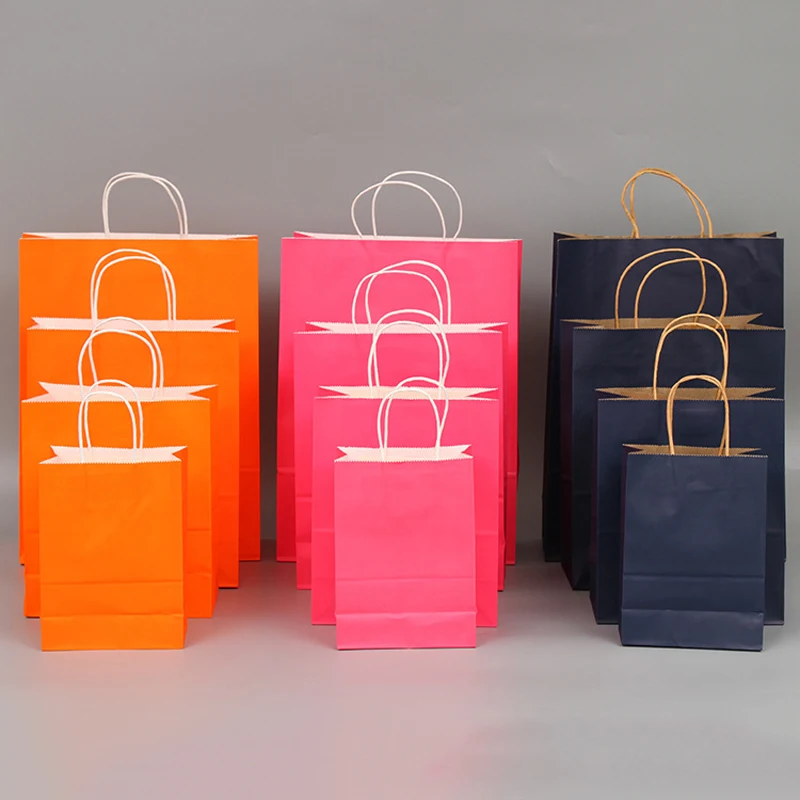 (100 pieces/lot) Customized Print Logo Kraft Paper Bag Recyclable Shopping Package Business Wedding Favors Gifts For Guests GB04