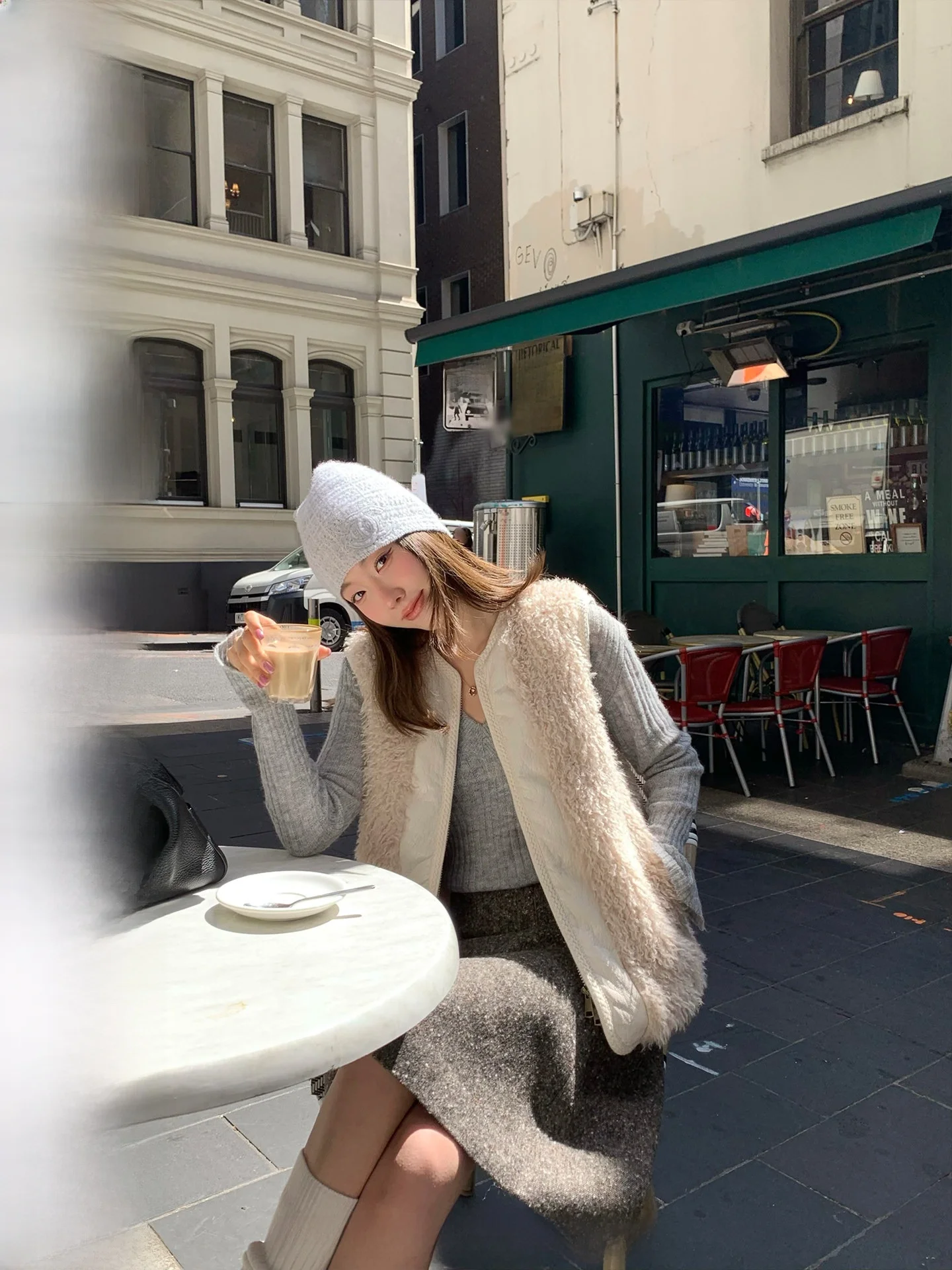 

Ranwear White Du down Teddy Fce Patchwork Leather Vest Women's Commute Sle Loose Fit 90% down Warm Thiened Vest