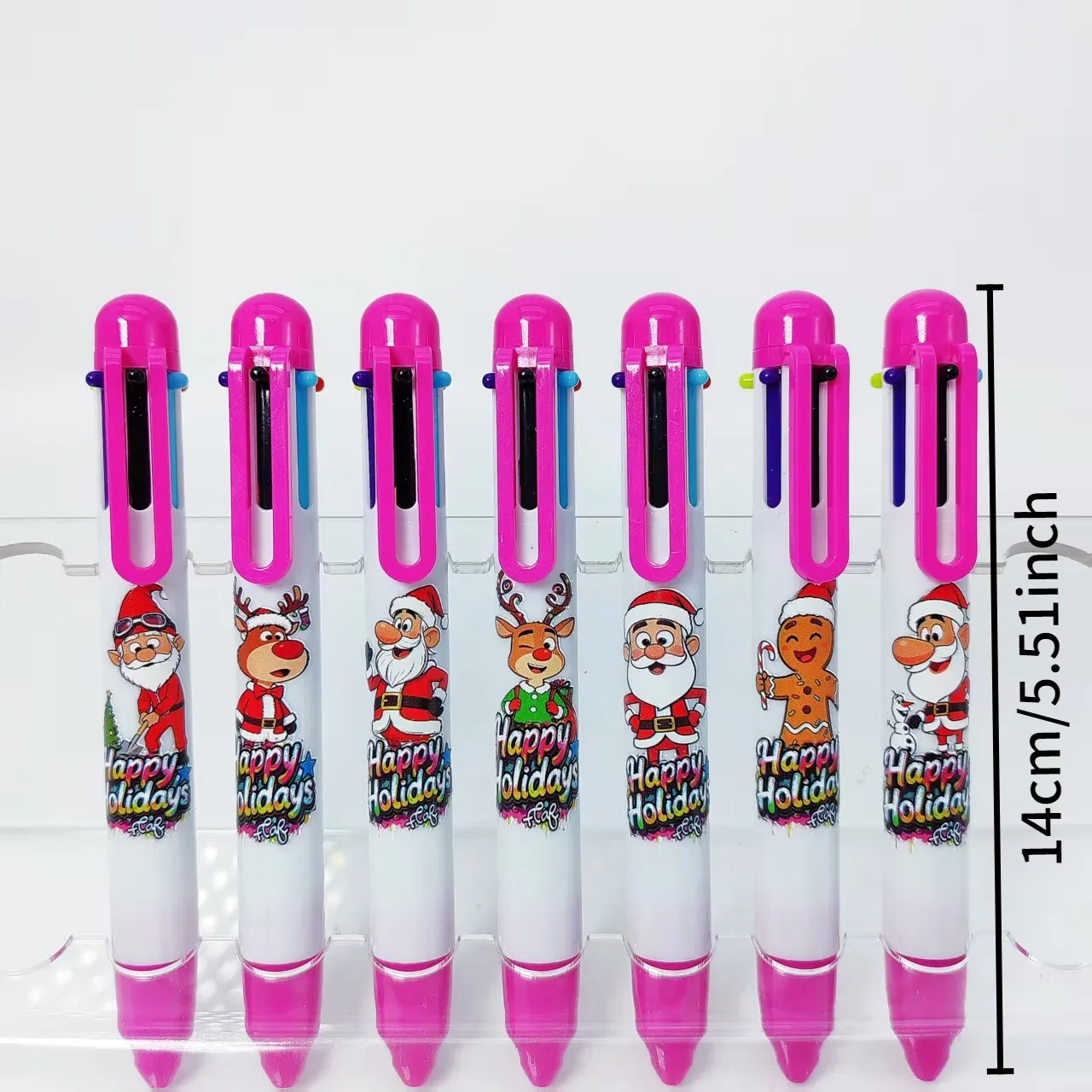 Bolígrafo de la serie de Papá Noel, bolígrafo de regalo con tema de vacaciones felices, papelería para firma de escritura para estudiantes, 8 Uds./14 Uds.