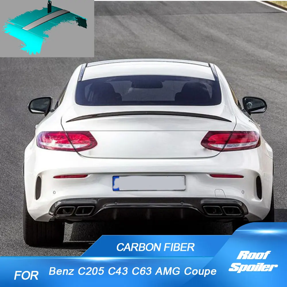 

Carbon Fiber Car Rear Roof Spoiler Wing For Mercedes Benz C Class C205 C350 C43 C63 AMG Coupe 2015-2017 Spoiler Window Trim FRP