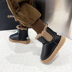 Klassische Plüsch Winter neue vielseitige Mädchen Schneeschuhe Kindermode warm halten einfache japanische 2024 Jungen Chelsea Stiefel pu