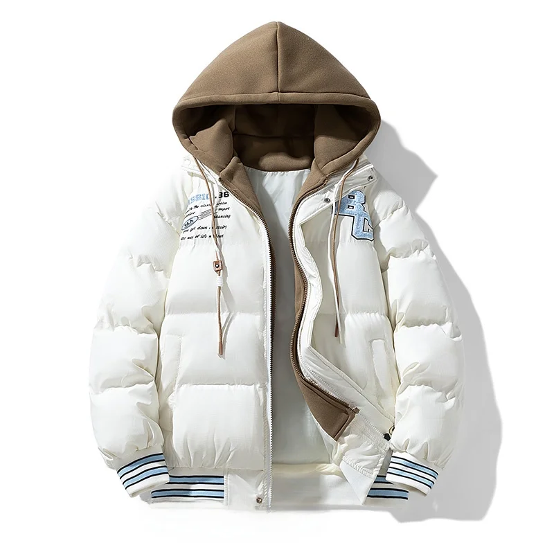 

Новая мужская утепленная хлопковая куртка-пуховик на зиму, теплая, свободного кроя, модная, с эффектом двухслойности, с капюшоном, повседневная, из полиэфирного волокна