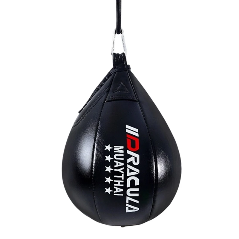 Leather Boxing Speed Bag Hanging Punching Speed Ball for Muay Thai MMA Kickboxing Training Improve Reflex Hand-Eye Coordination