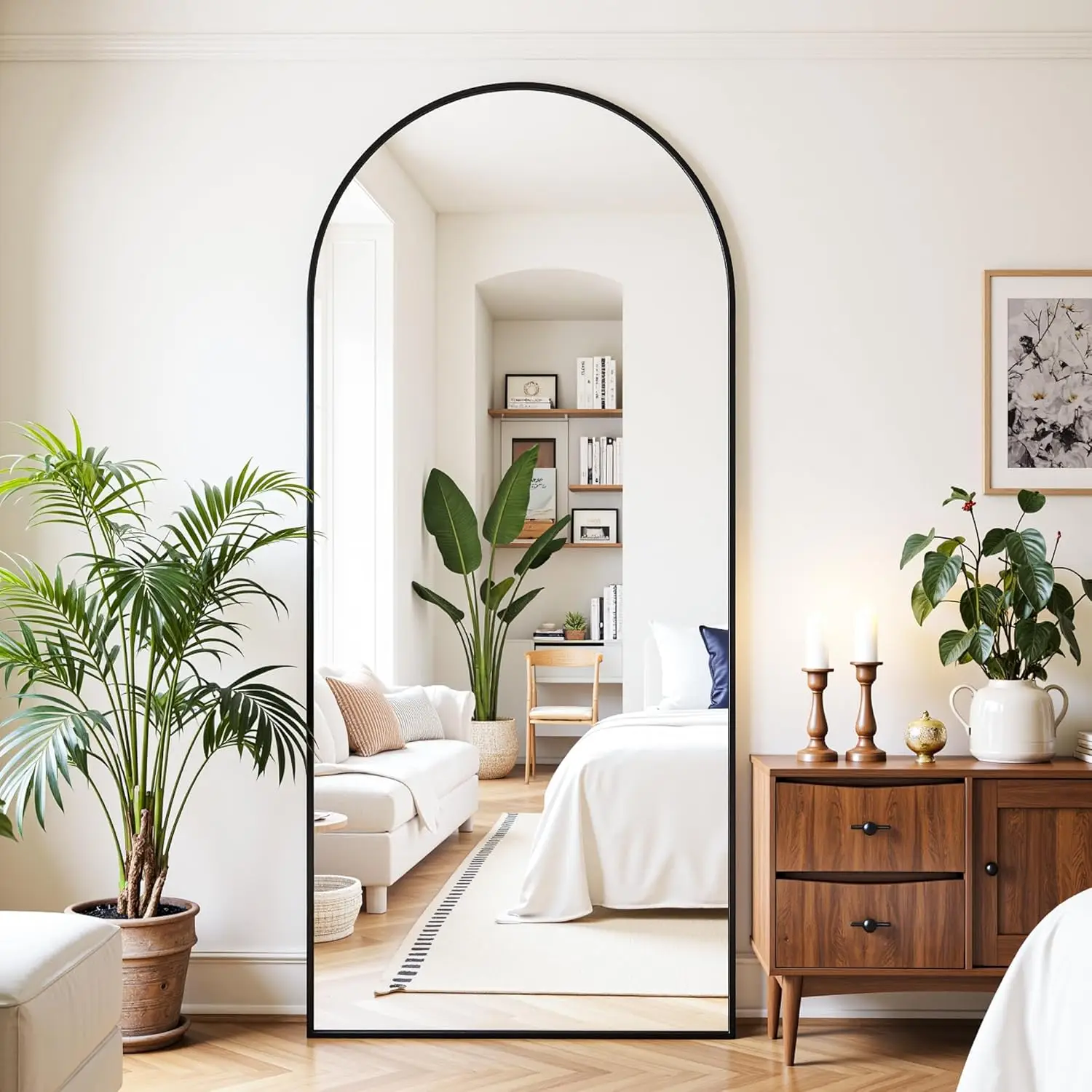 [Vendita calda! ]Specchio a figura intera, specchio da pavimento oversize da 71"x32" indipendente, specchi da pavimento a specchio per tutto il corpo con supporto,