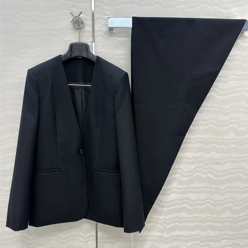 سترة نسائية جديدة لخريف 2025 وياقة وشاح بقصة ضيقة وأكمام طويلة مزيج من الصوف بدلة نسائية سترات للنساء معطف y2k